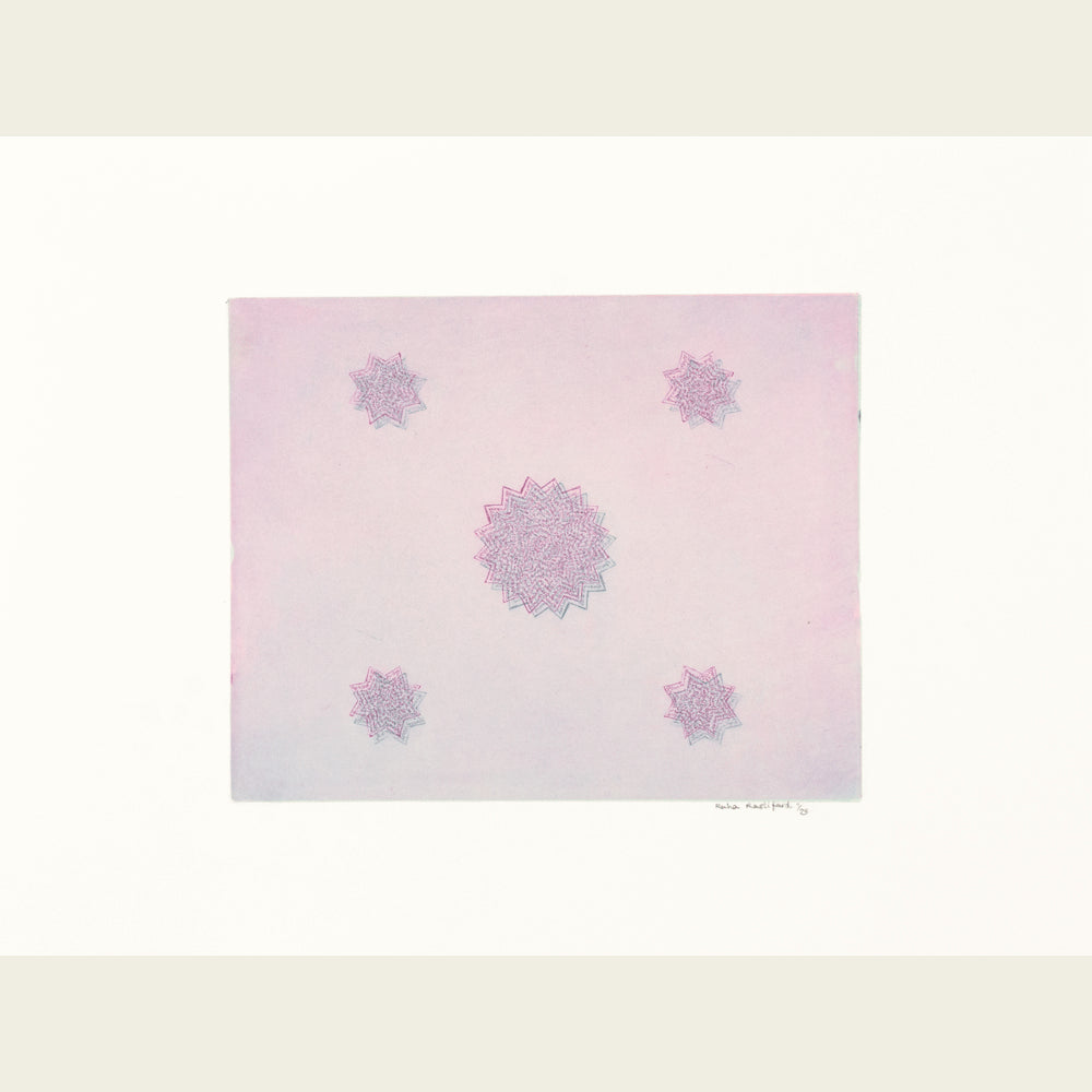 Utan titel (rosa och blå med dubbla stjärnor)