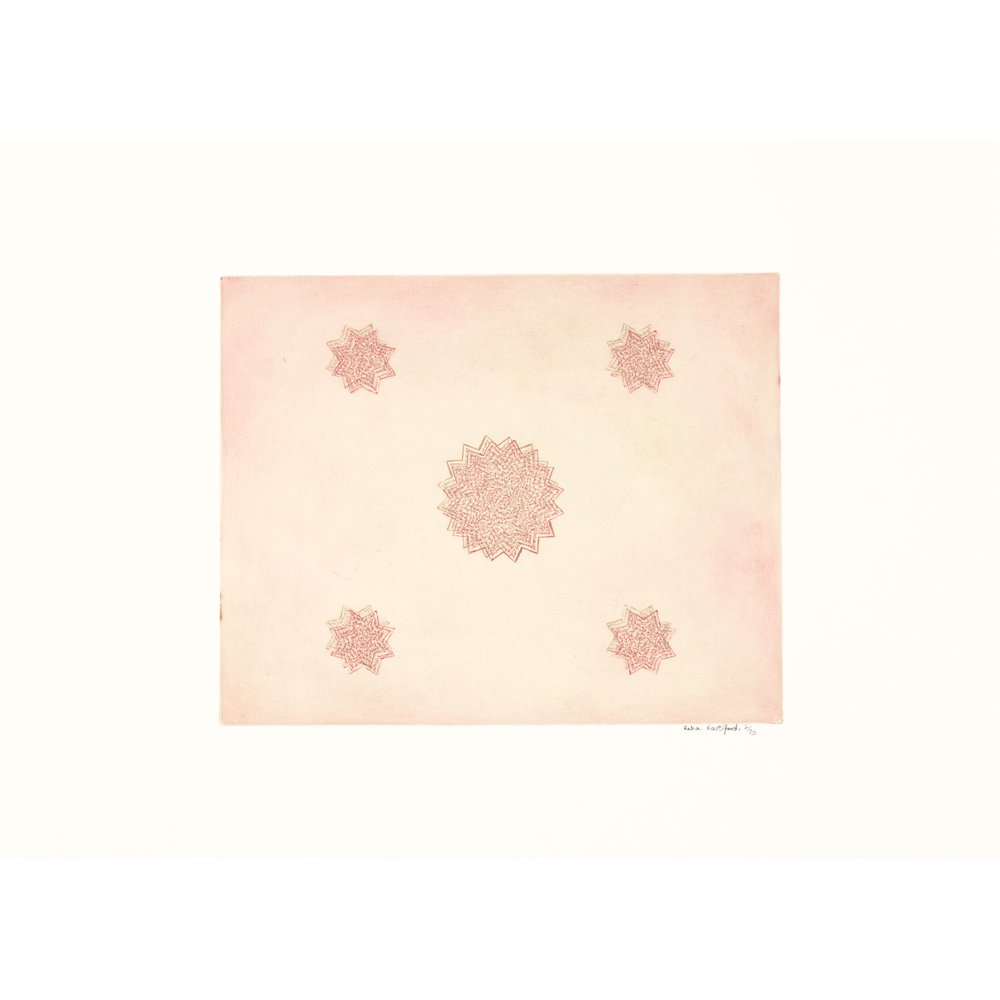 Utan titel (rosa med rosa och gröna stjärnor)